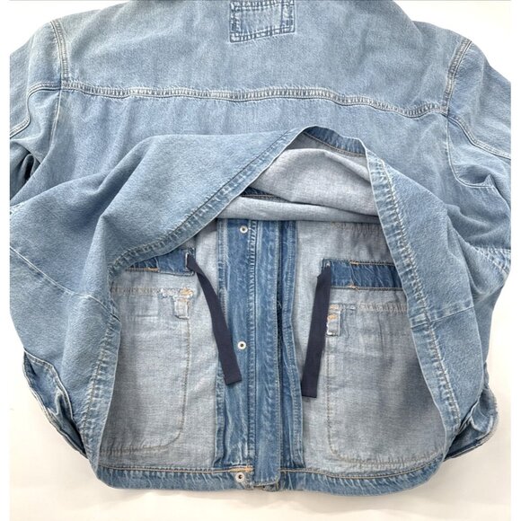 American Eagle Denim Chore Jacket Womens 2XL Blue Jean Distressed Zip Button NEW - Picture 5 of 14